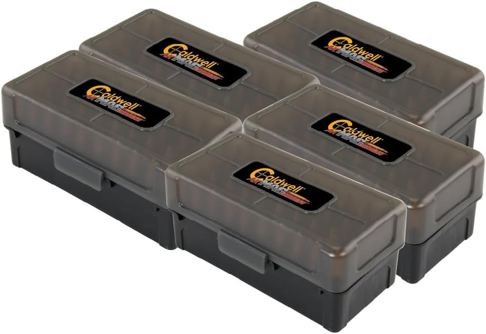 50-Round Ammo Box Set, 5-Pack with Removable Lid for Shooting and Reloading