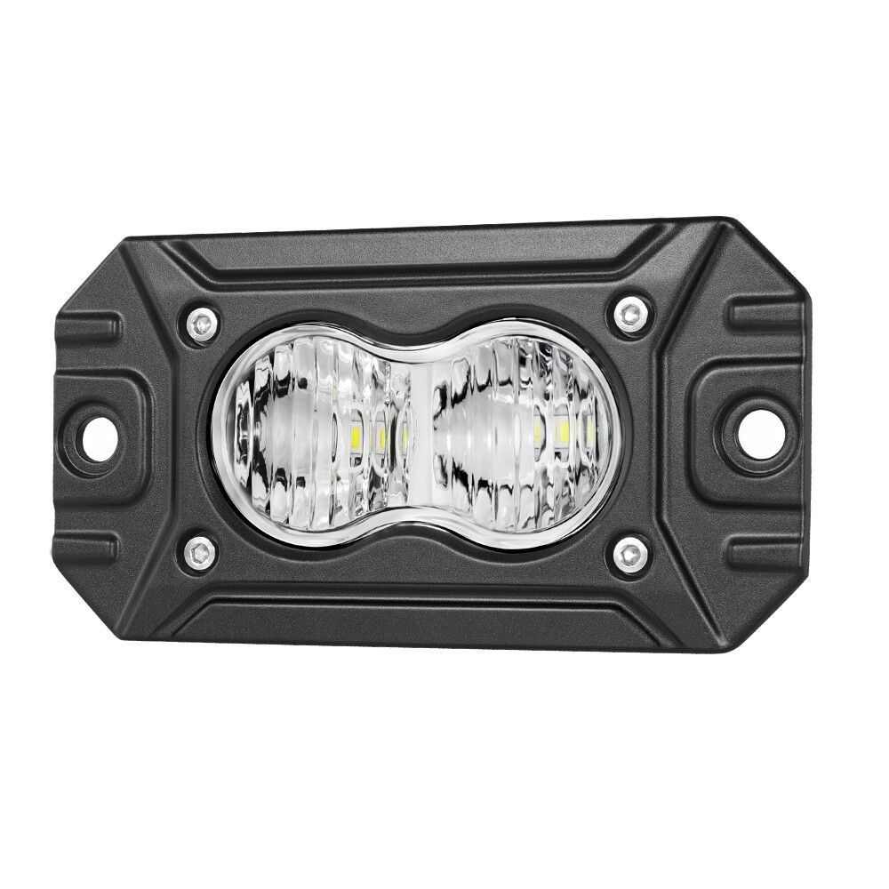 Wide Drive Flood Diffused White Rectangle LED Lights Pair Kit 4" 40W Flush Mount