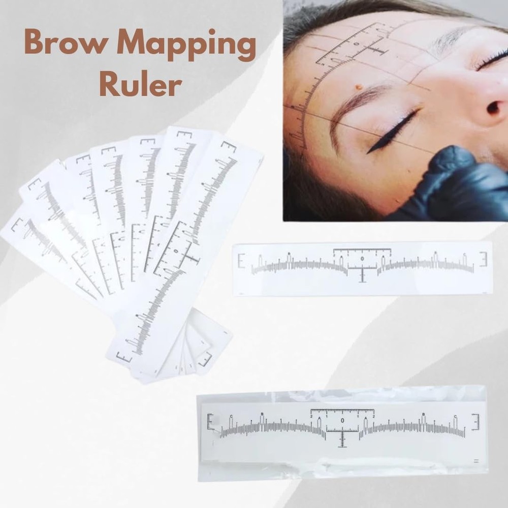 100Pcs Eyebrow Ruler Sticker Disposable Eyebrow Mapping Ruler Sticker for Mic...