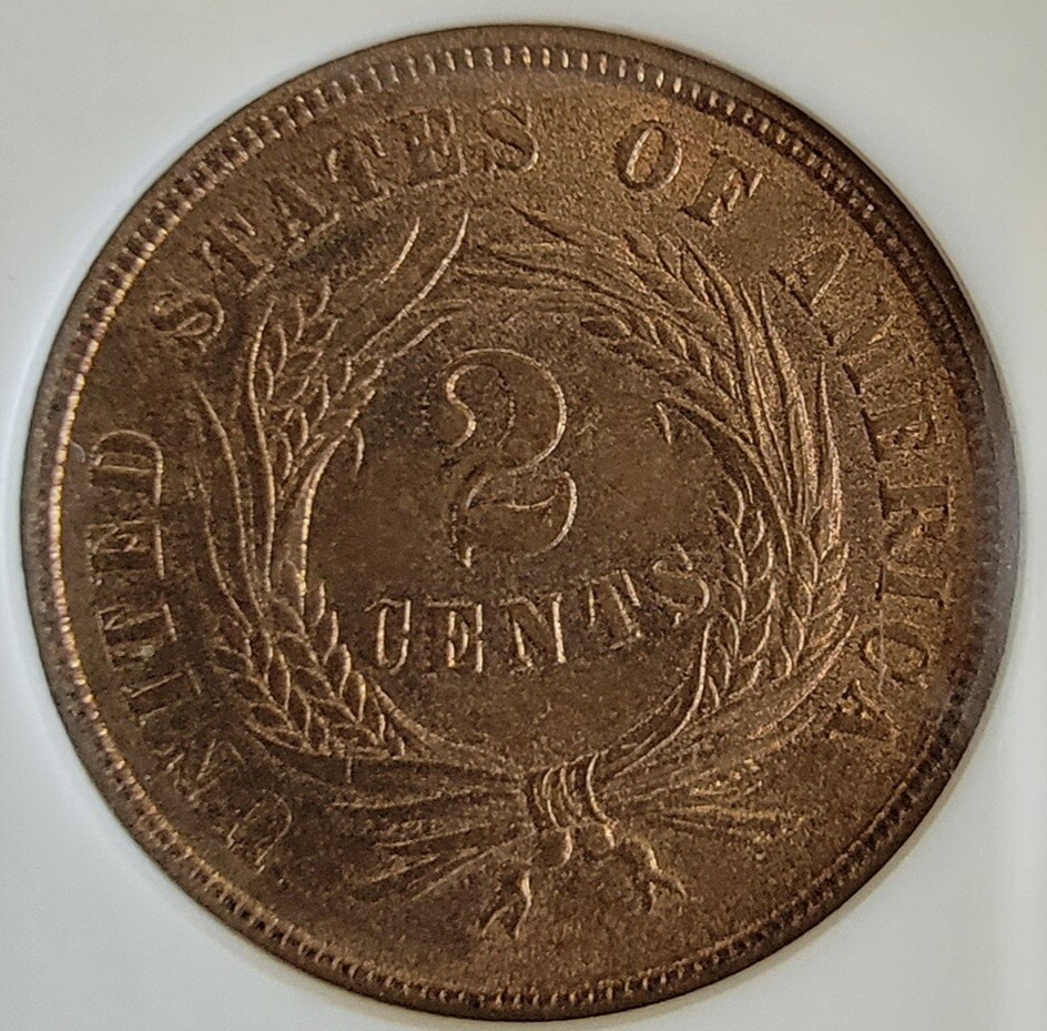 1865 NGC MS64RB Shield Two Cent Piece