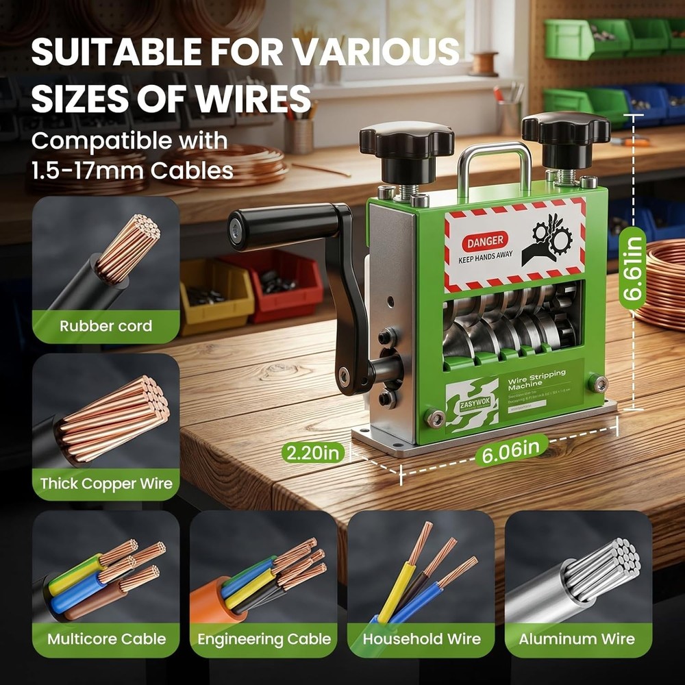 Manual Wire Stripping Machine, Drill Powered Hand Crank Wire Stripper Tool wi...