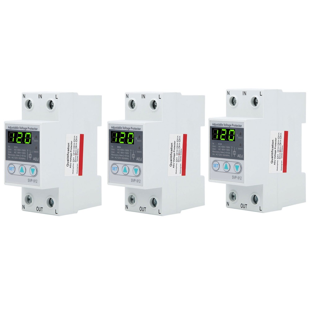 SVP‑912 120VAC Adjustable Automatic Reset Voltage Current Protector 40A/63A/80A