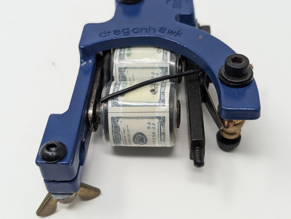 Dragonhawk DH Tattoo Machine Blue Custom 100 Bill Coils (L5)