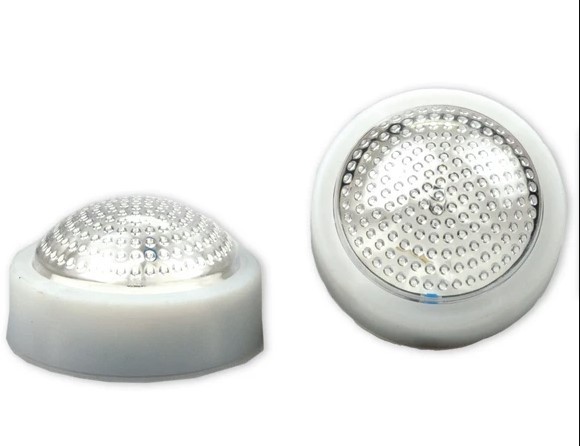 Touch Lights, Round Dome, Two Pack, Battery Powered, Adhesive Back