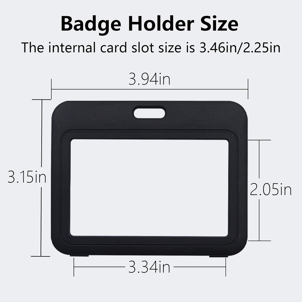 3 Pack ID Badge Holder with Double-Sided Windows Hard Plastic Horizontal Black