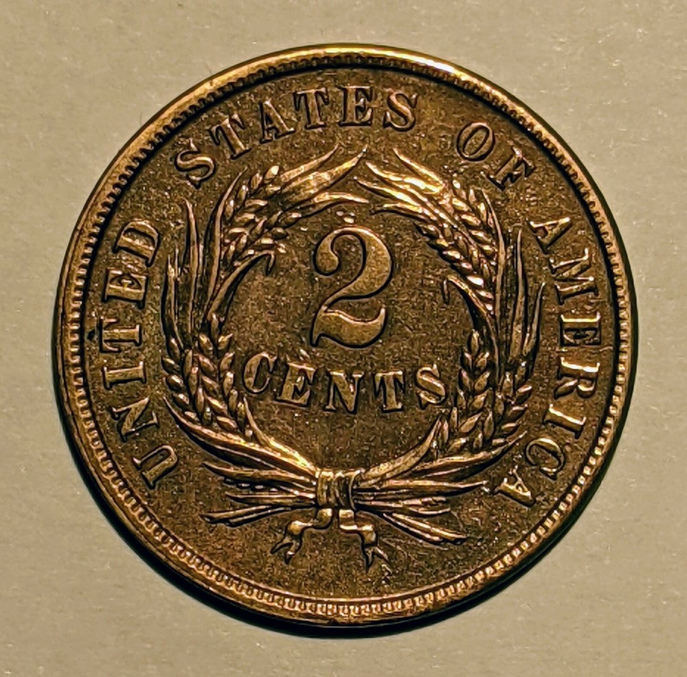 1864 Two Cent Piece BU Uncirculated Coin/ Cleaned