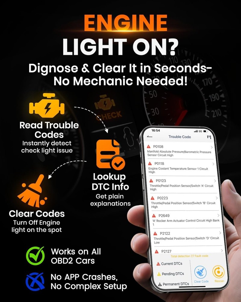 2 in 1 OBD2 Scanner ANCEL BD310 with App