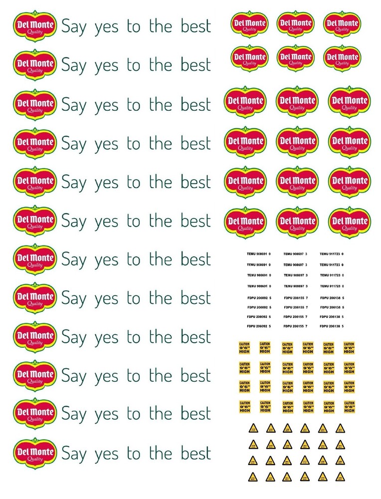 HO Scale Container Decals. " Del Monte "