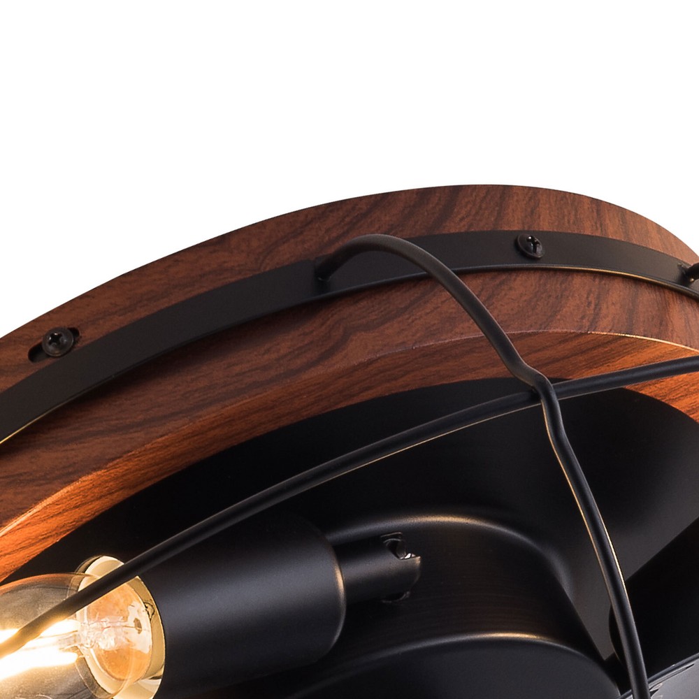 Low Profile Caged Ceiling Fans with Lights and Remote, Flush Mount Ceiling Fan w