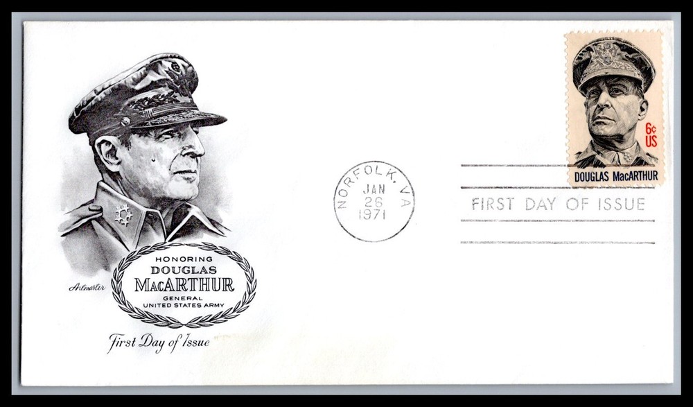 US FDC # 1424 6c Douglas MacArthur  Artmaster  1971, 9h387