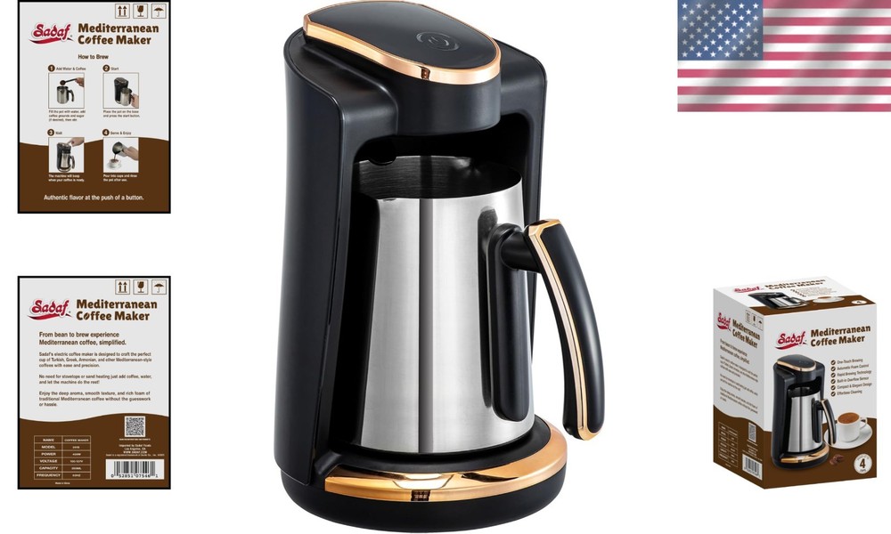 One-Touch Mediterranean Coffee Maker - Automatic Turkish & Greek Machine 250ml