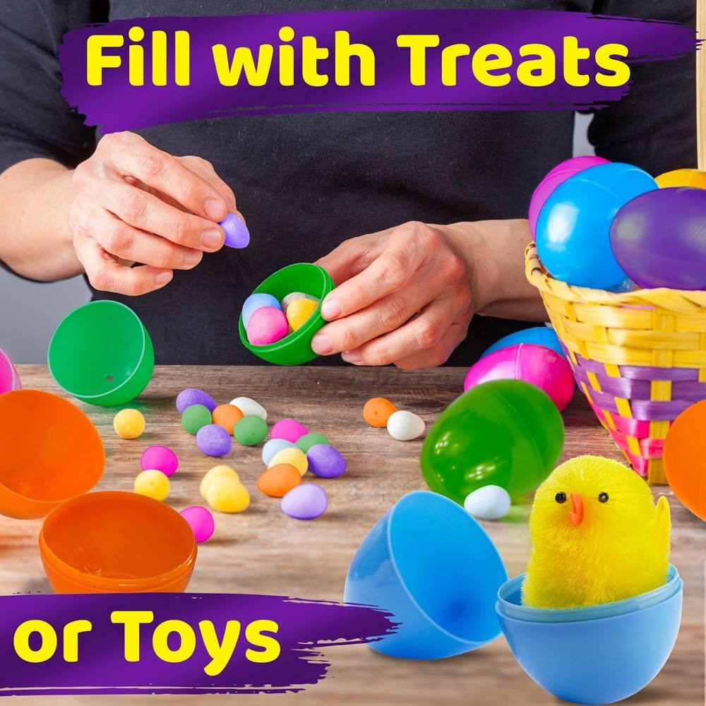 25 Pack Plastic Easter Eggs 3.2” Large Fillable Multicolor for Egg Hunt Party