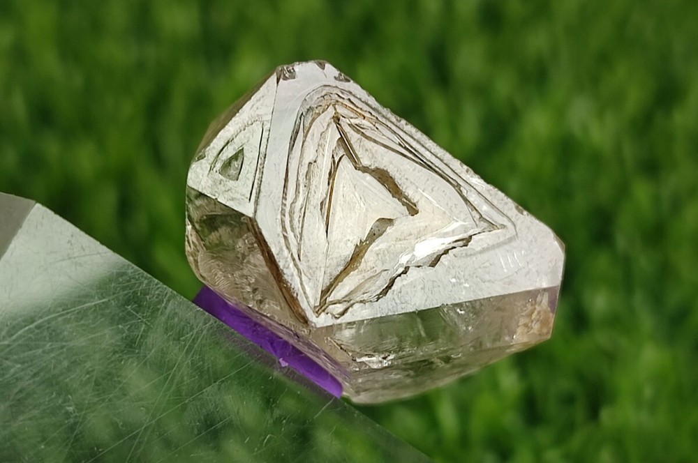Window Quartz Crystal With Clay Inclusion Having Good Luster & Nice Termination.