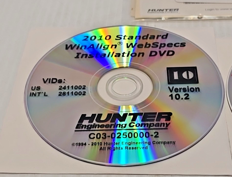 Hunter Engineering Version 10.2 WinAlign Alignment Installation Software 2010