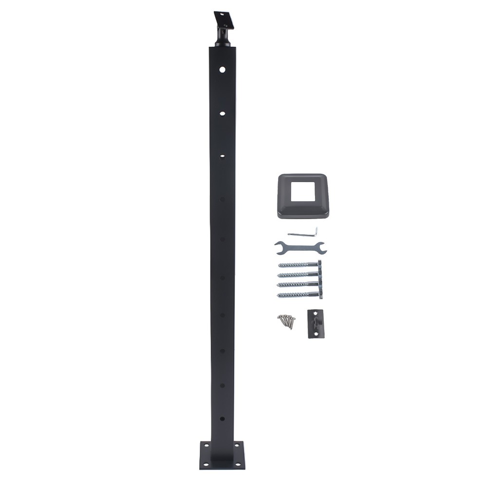 L-Drilled Corner Post 35x2x2" Adjustable Top Cable Railing Post Stainless Steel