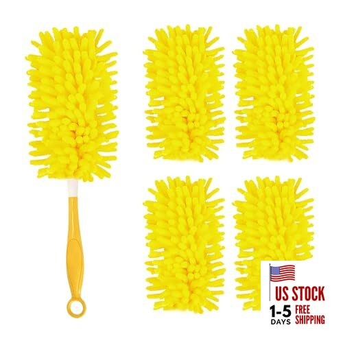 Reusable Duster Refill Compatible with Swiffer, Washable 360 4 Pack (Yellow)
