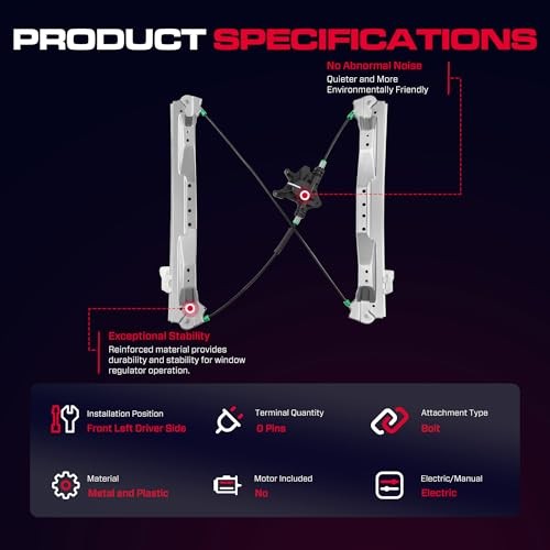 Front Driver Side Power Window Regulator Without Motor Fit Front Driver (LH)