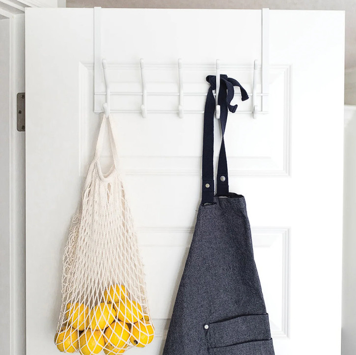 Over the Door Hook Rack – 2 Tier, White