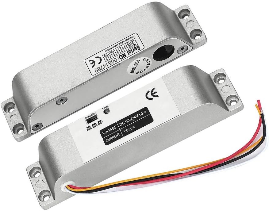 Electric Drop Bolt Lock DC 12V Fail Safe NC Mode Electronic Large, Silver