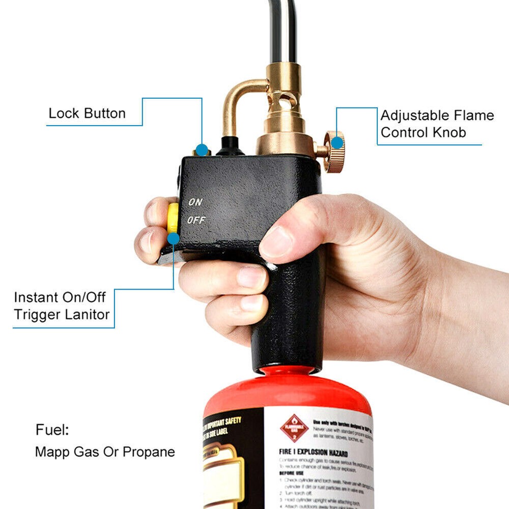 2PCS High Intensity Mapp Propane Gas Torch Brass Head Trigger Start Welding Torc