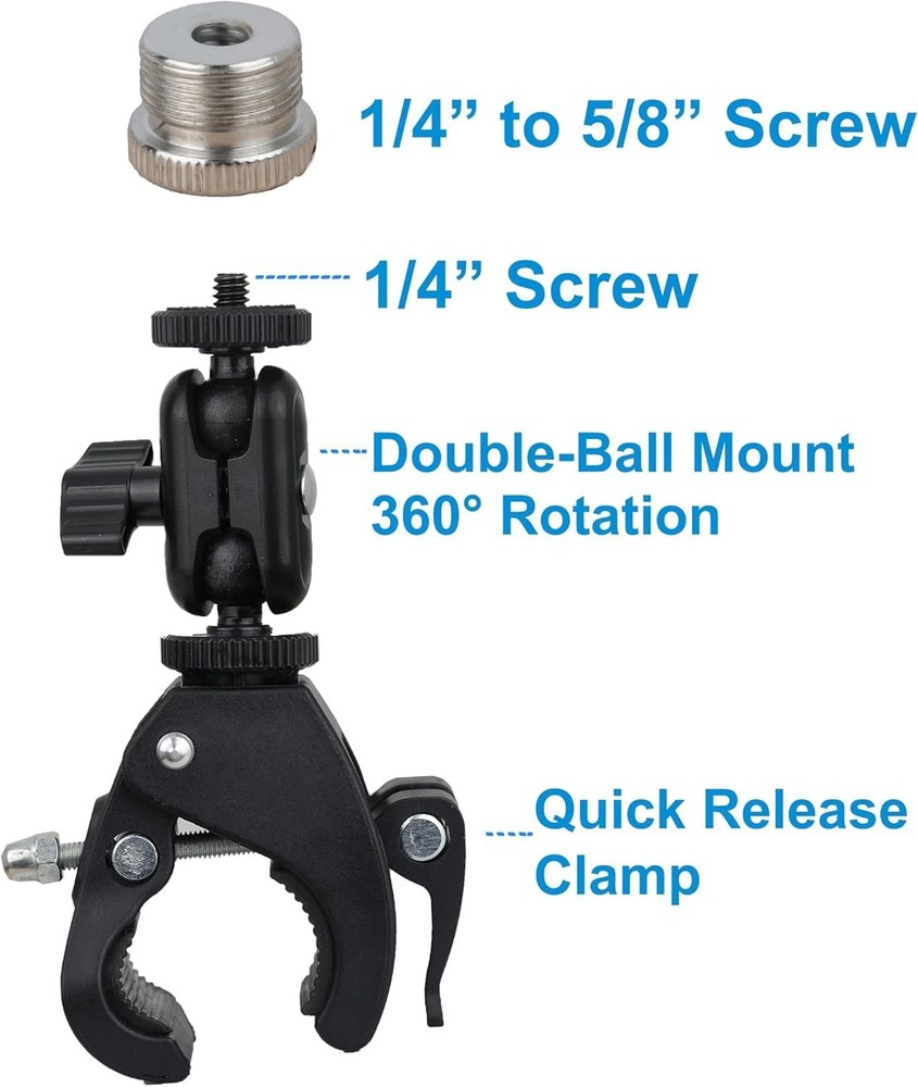 Hocoder Mic Crab Clamp Mount with 1/4 to 5/8 Inch Thread - Stands