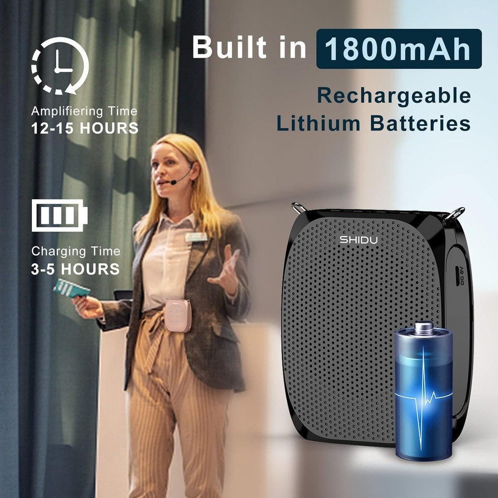 Compact Personal Microphone Headset for Clear Voice Amplification - 12H Use