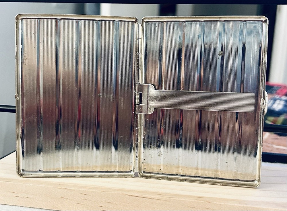 Vintage Silver-Plated Steampunk Cigarette Case, 3” x 4”