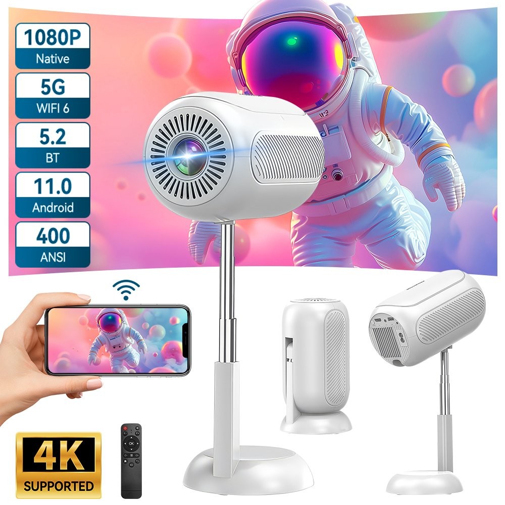 Mini Projector 1080P 4K 5G WiFi Android Smart Projection Short Throw Projector