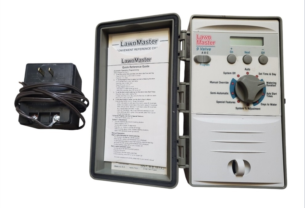 Lawnmaster Sprinkler Irrigation Controller Timer 9 Valve w Power Cord & Manual