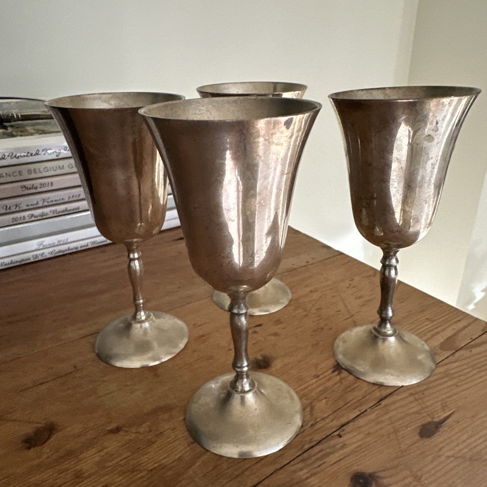 Large Silver-Plated Goblet Set ( 4 )