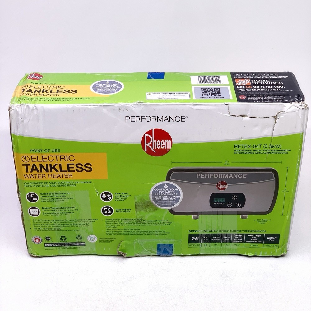 *PARTS** Rheem RETEX-04T Performance 3.5kw Indoor Electric Tankless Water Heater