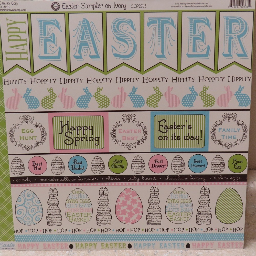 4 Sheets of Easter Themed 12x12 Double-Sided Cardstock (Except Easter Sampler)