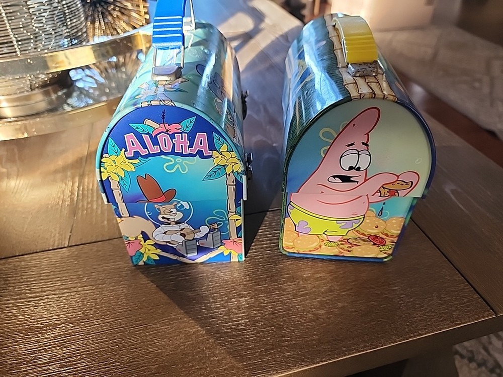 2001/2002 Spongebob Lunchbox Metal Tin Lunch Box Boxes