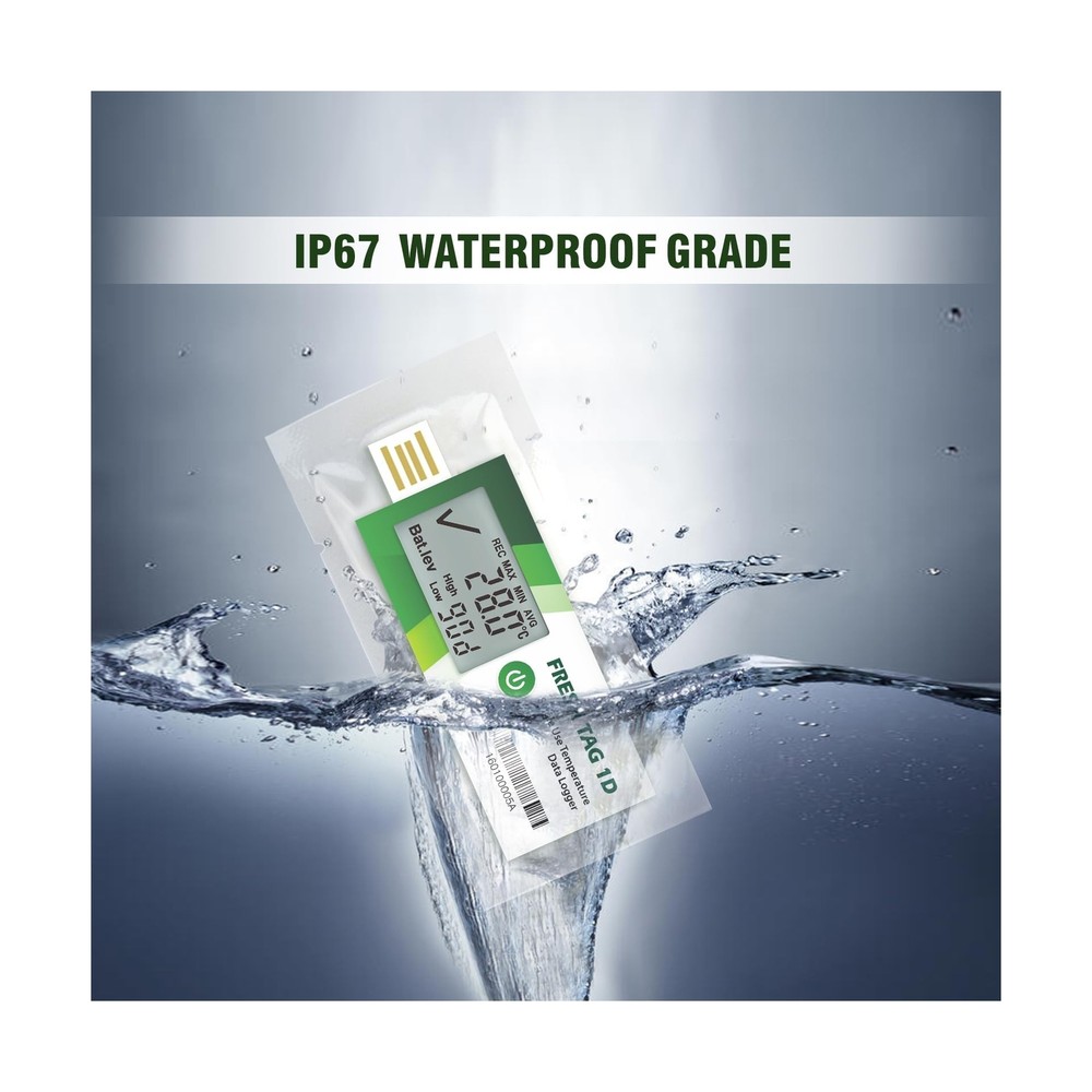 Freshliance Temperature Data Logger with LCD Display, Single Use USB Temperat...