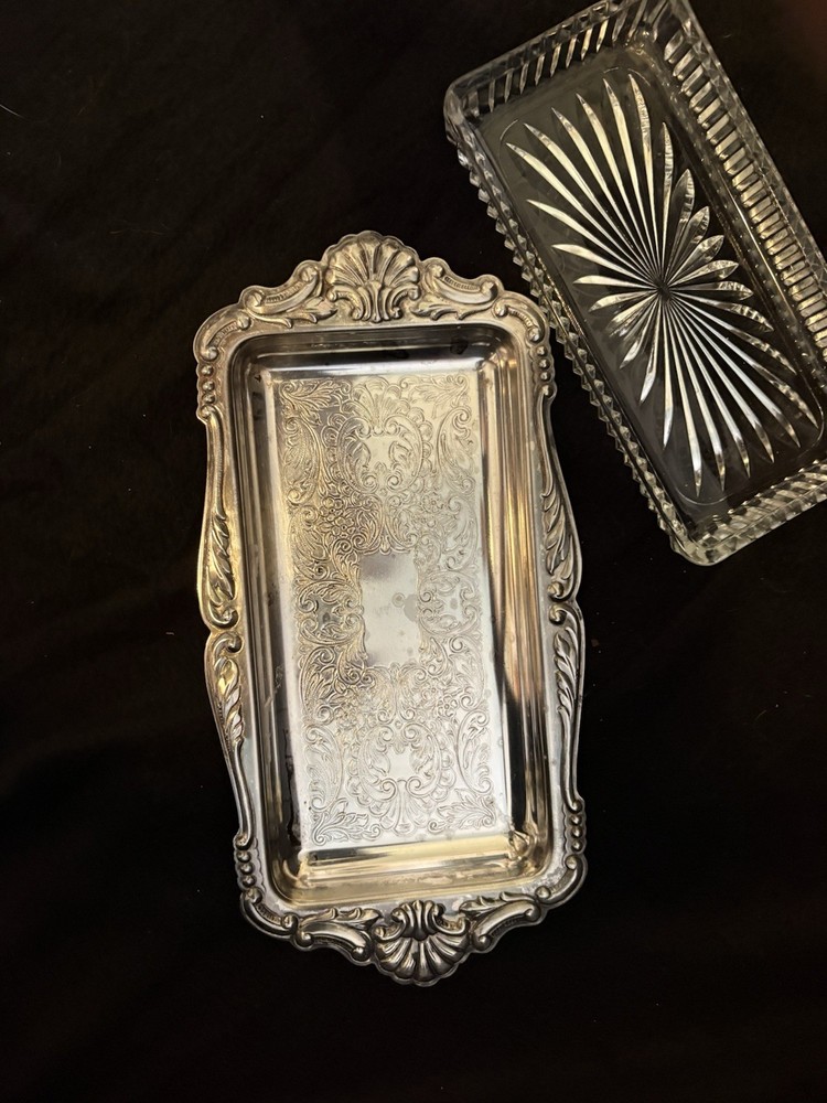 Vintage silver plate trinket dish