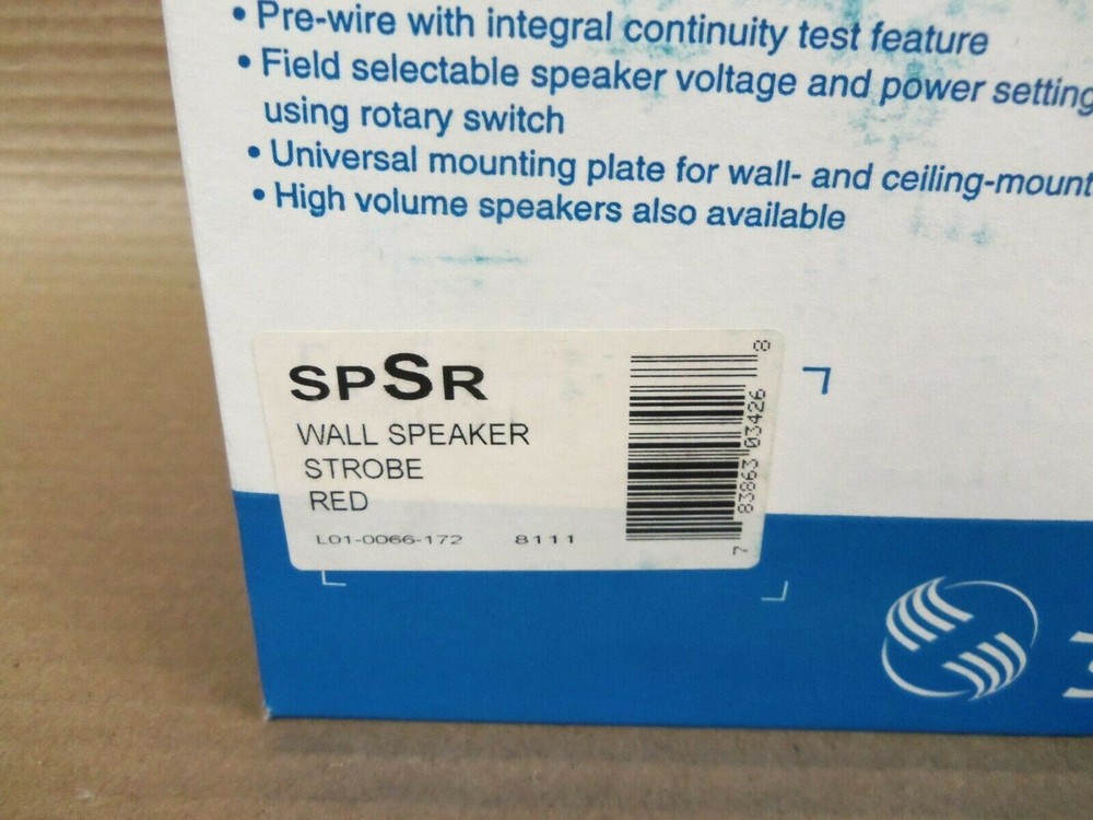 New System Sensor SPSR Red Speaker/Strobe Fire Alarm