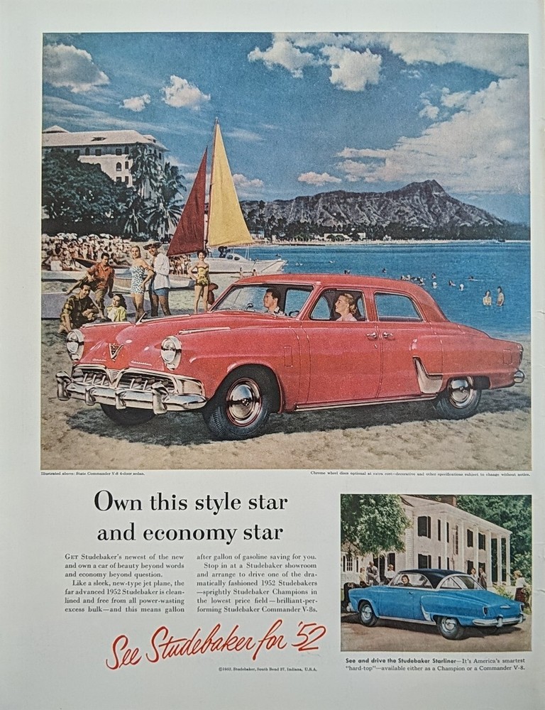 1952 Hawaii Razorback Mountain Studebaker State Commander V8 4 Door Red