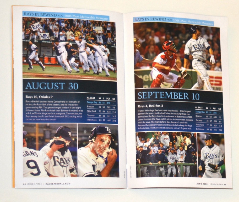 Tampa Bay Rays Inside Pitch 2008 ALDS Program Pre Owned