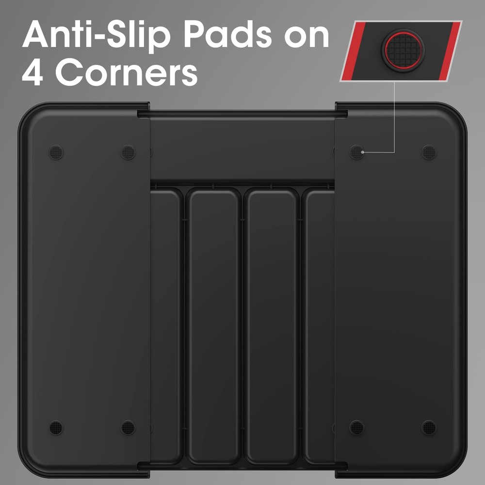 Aujen Silverware Organizer - Expandable Kitchen Drawer Medium, Black