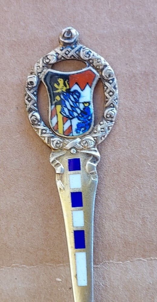 Antique 800 Solid Silver Enamel Decorated Bavaria Spoon Hallmarked
