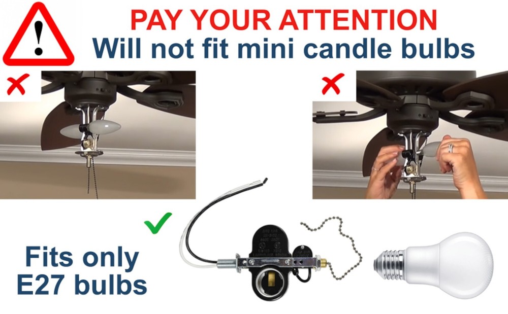 Ceiling Fan 2-Light Socket Switch for Zing Ear ZE-310D ZE-109M Pull Chain Lamp