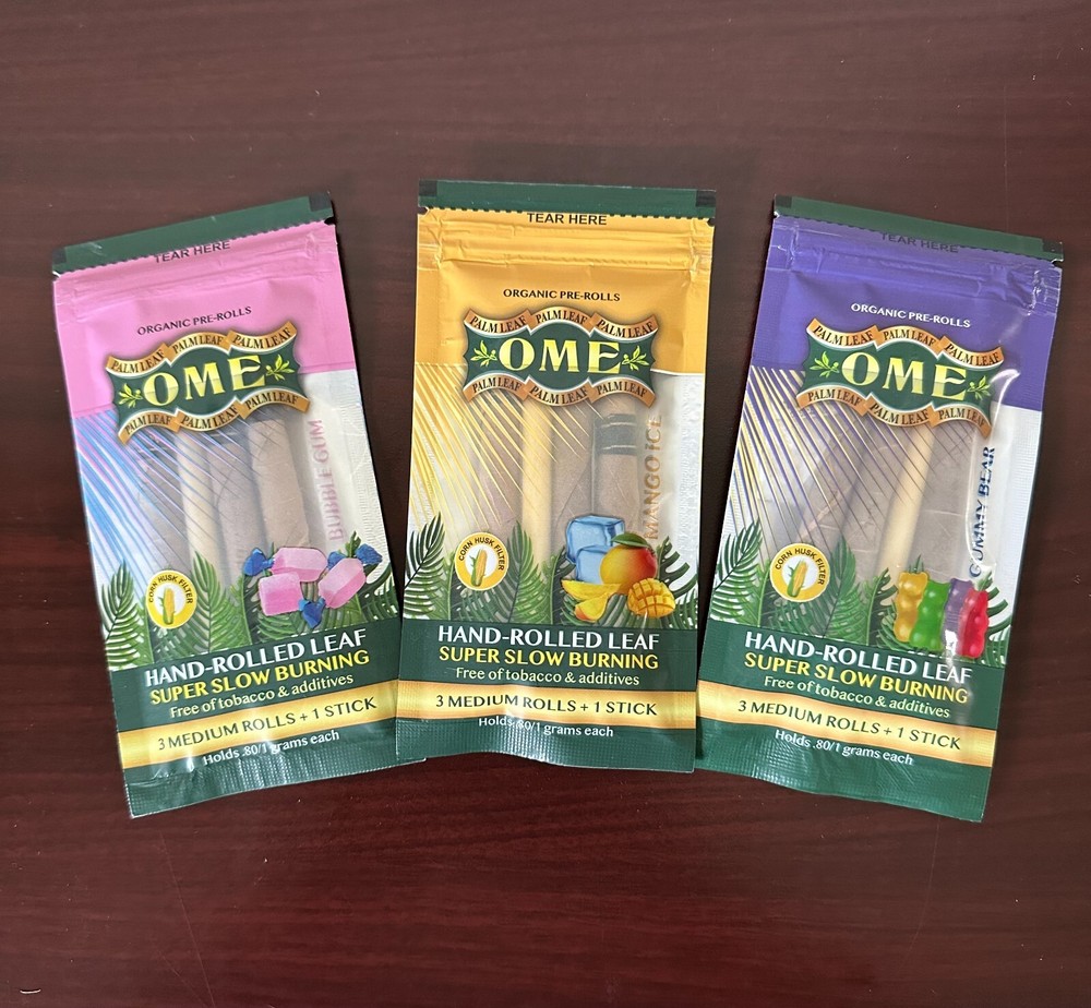 OME Palm Wraps MEDIUM Rolls VARIETY Sample 3 Pack Bubble Gum Mango Gummy
