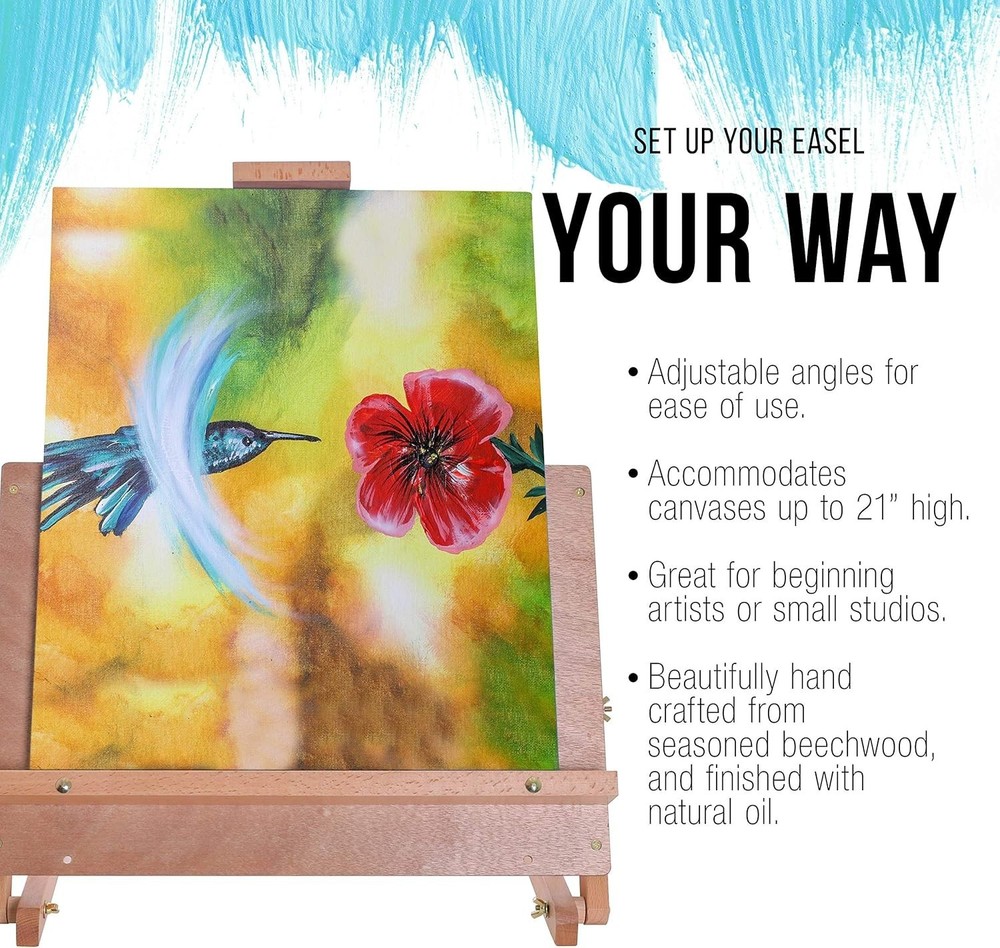 Cancun Solid Beechwood Tabletop Easel - Adjustable & Portable Art Studio