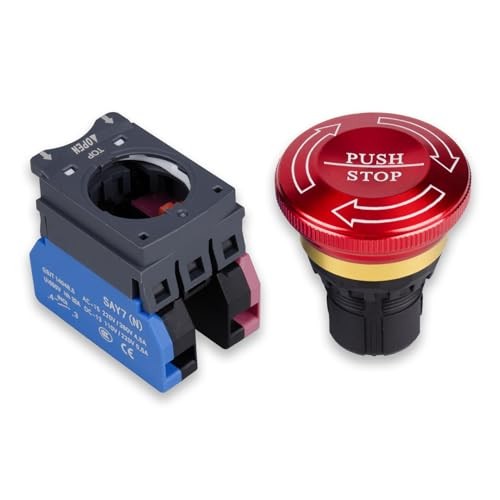 Emergency Stop Button 440V Latching Push Button Switch, 22mm Aluminum Alloy 32A