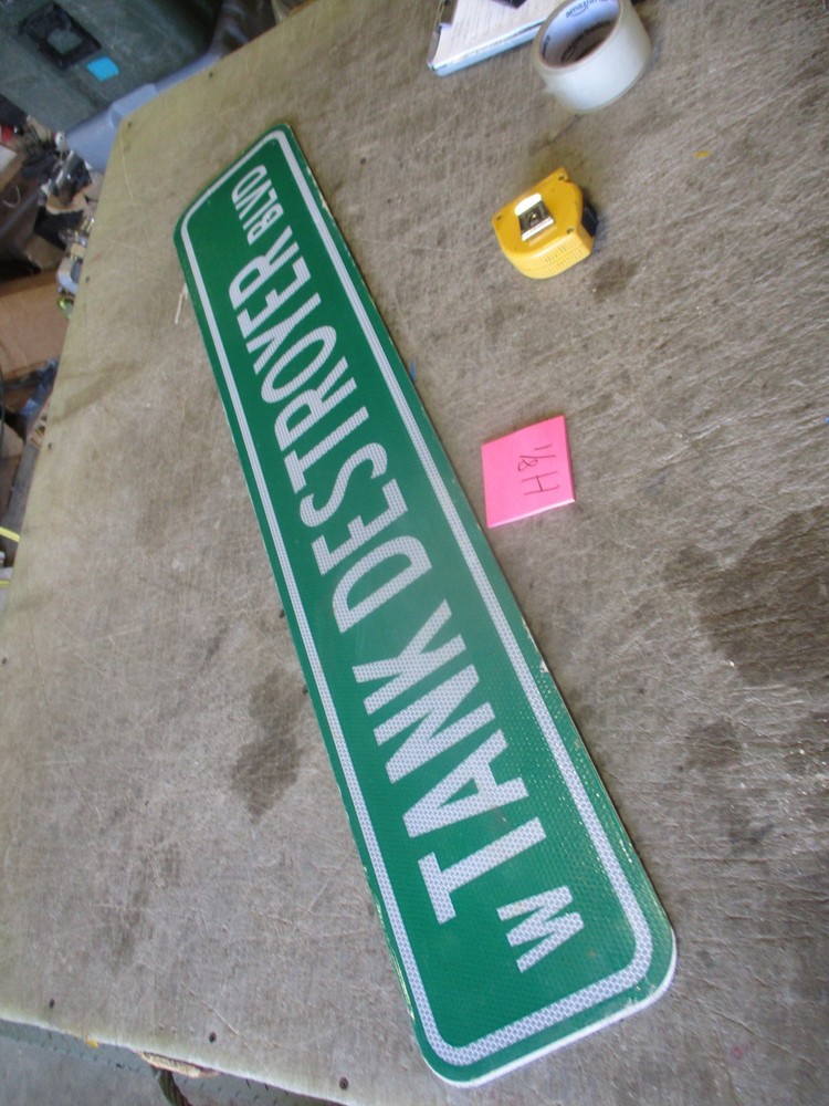 Used 42x8" Road Sign "TANK DESTROYER BLVD" Street Sign, NOS w/scuffs/gouges