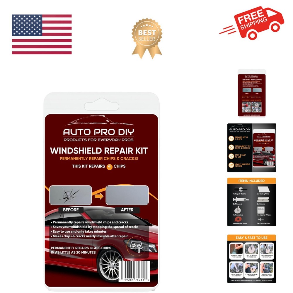 4 Pack s 4 Chips, 20-Minute Glass Rock Chip Tool