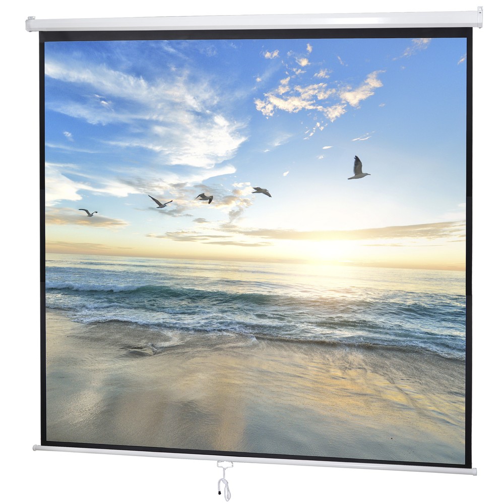 120'' Projector Screen Projection Screen Manual Pull Down HD Screen 1:1 Format