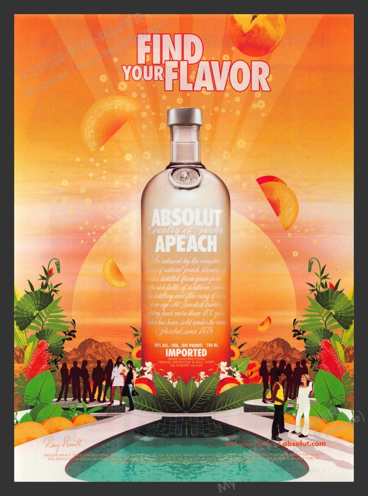 2000s Absolut Apeach Vodka Peach Ray Smith Artwork Print Advertisement Ad 2006
