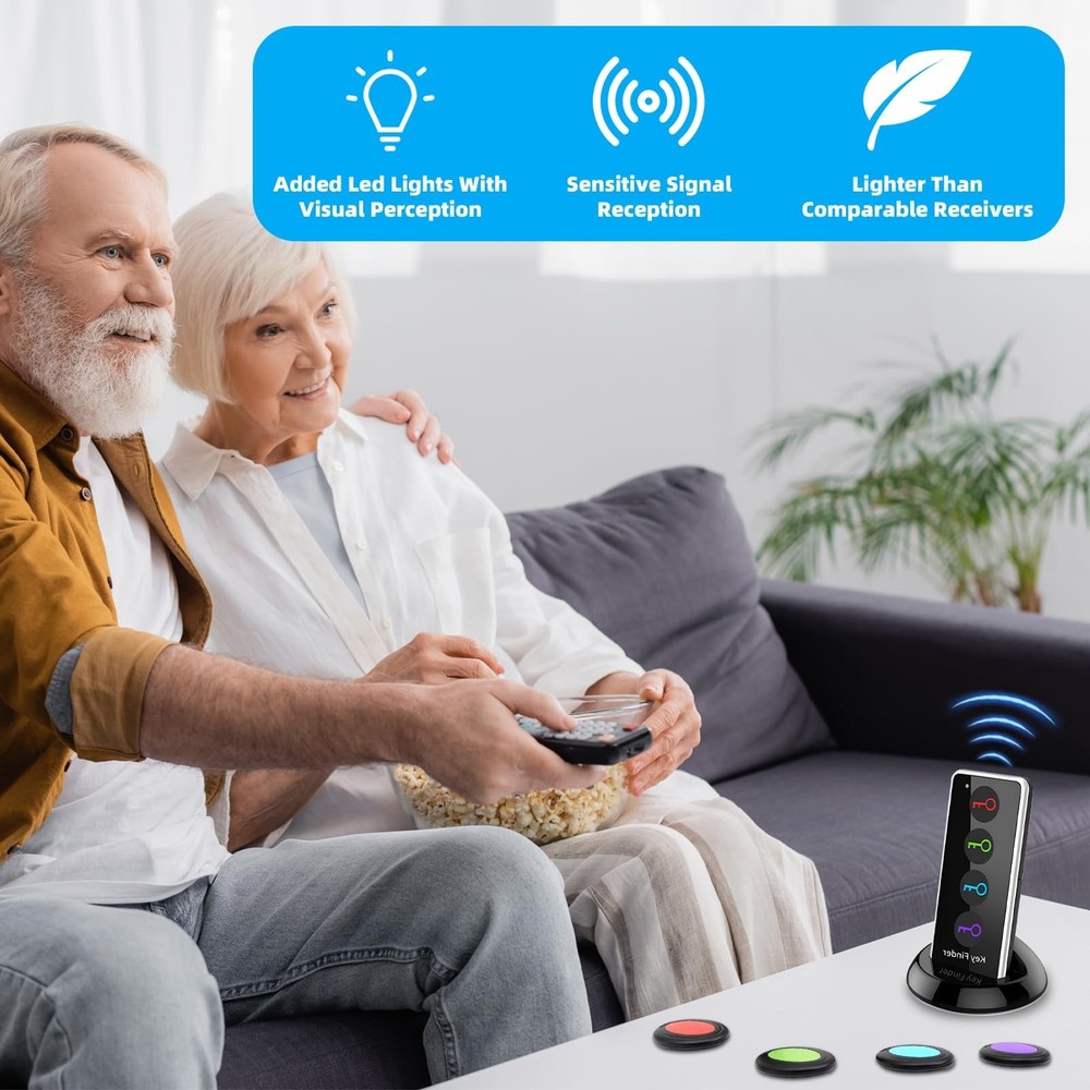 Key Finder Wireless RF Locator with 80dB+ Loud Beep & LED Light, 131ft Range,...