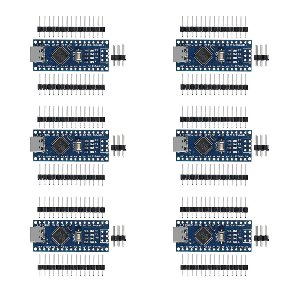6-Pack Nano 3.0 ATmega328P Controller Boards with Type-C USB and CH340, with ...